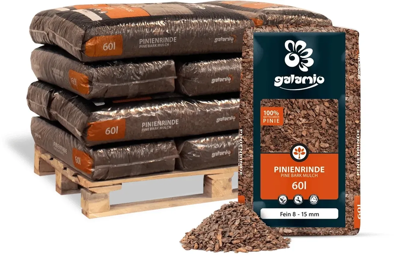 Galamio Rindenmulch Pinie Fein 60l x 12 Sack 720l 12er Palette