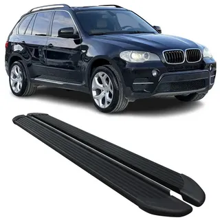 Omac Kfz-Schmutzfänger Seitenschweller Schweller für BMW X5 E70 2006-2013 Alu, 2-tlg., Rutschfest, Haltbar, Aerodynamik schwarz