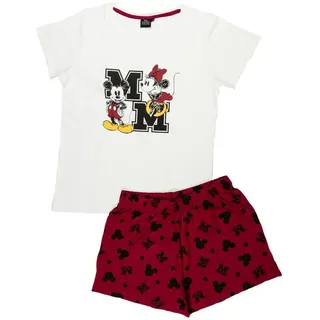 UNITED LABELS Disney Minnie Mouse Schlafanzug Pyjama Kurzarm Oberteil mit Shorts in rot/weiß | Gr.: XL
