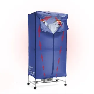 InnovaGoods® Tragbarer Wäschetrockner, Trockner mit Kapazität von 15 kg, Timer 30-180 min, Temperatur max. 70 °C, Wäschetrockner mit 4 Rollen für einfache Mobilität, Blau