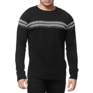 Banco Rundhalspullover Rundhals Basic Pullover Ganzjahrpullover Winter Herbst Frühling schwarz L