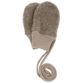 Maximo Fäustlinge MAXIMO, Kinder, Gr. 6M, braun (braun, meliert), Fleece, Wolle, meliert, unifarben, Handschuhe Fäustlinge, atmungsaktiv, wärmend, weich, mit Halteband, Wollfleece