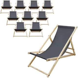 ECD Germany 10er Set Liegestuhl Strandliege Sonnenliege Gartenliege Klappstuhl Anthrazit,