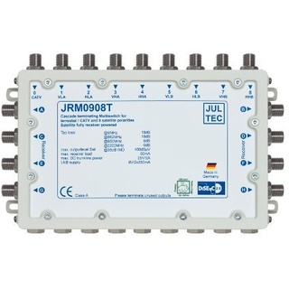 JULTEC JRM0908T 2 Satelliten Multischalter 9/8 für 8 Teilnehmer Receivergespeist ohne Strom/Stromanschluss, Druckgussgehäuse, Neueste Generation