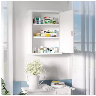 kleankin Medizinschrank, Apothekerschrank mit 3 Fächern, 2 Schlüsseln, Stahl,