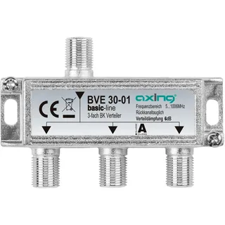 Axing BVE 30-01 3-Fach Verteiler 5-1006 MHz) für Kabelfernsehen und DVB-T2 HD, F-Anschlüsse