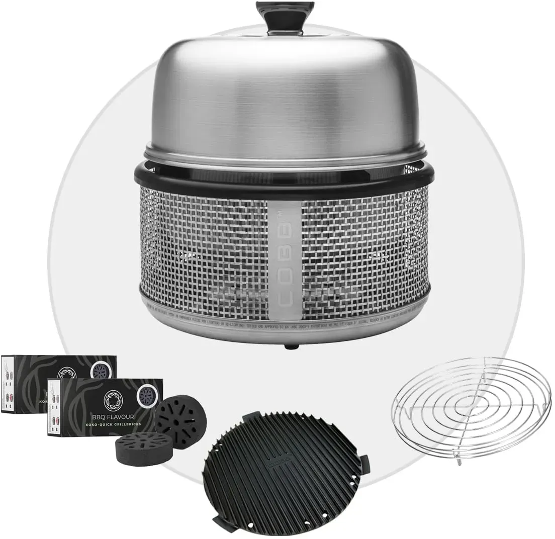 COBB Premier AIR DELUXE Grill inkl. Air Deckel & Griddle+ & Bratenrost & BBQ Fla...