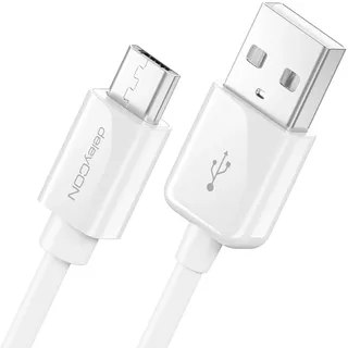 deleyCON 1,5m Micro USB Ladekabel Datenkabel Kompatibel für Android Handys Smartphones Tablets MP3 Player Kameras uvm. - Weiß