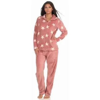 normann-wäschefabrik Kuscheliger Damen Hausanzug aus Coralfleece in toller Sterne Optik - 291 216 97 961, Farbe:rosa, Größe:36/38 - 36-38