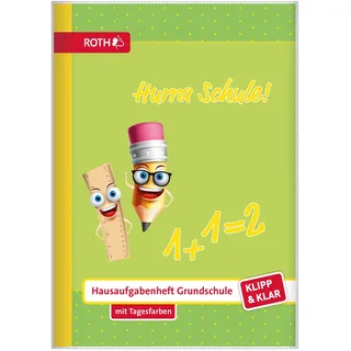 ROTH Hausaufgabenheft Hurra Schule Klipp & Klar liniert A5 ohne Rand, 96 Blatt