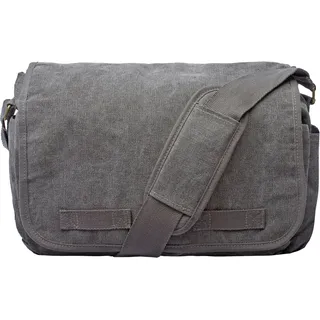 Sweetbriar Klassische Vintage-Kuriertasche – originale schwere Baumwoll-Canvas-Umhängetasche mit verbesserten Funktionen, Grau gewaschen, Large - L