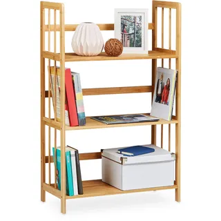 Relaxdays Standregal Bambus, Holz, 3 Ablagen, HxBxT: 88 x 55 x 26 cm, Bad Regal, Schuhregal, Bambusregal, natur braun