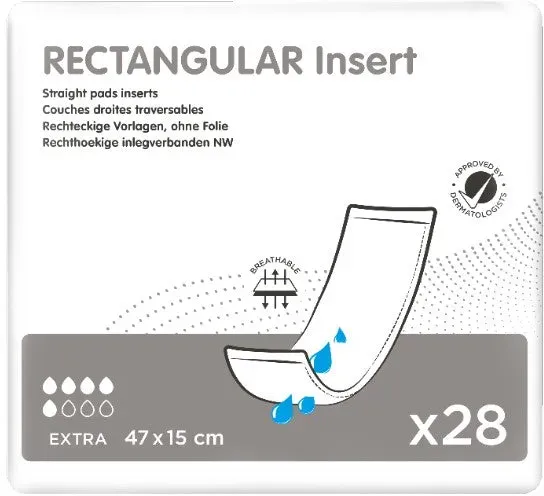 Ontex Rectangular Insert Extra, Rechteckige Vorlagen, ohne Folie, 47 x 15 cm 28 Stück