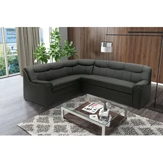 DOMO. collection Ecksofa Berlin, zeitlose Leder-Eckcouch mit Schlaffunktion und Federkern-Polsterung, Sofa in L-Form aus Kunstlederm Couch 205 x 250 x 89 cm, schwarz