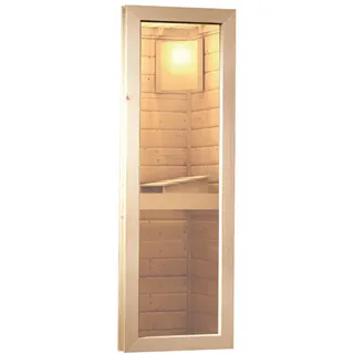 Karibu Saunafenster rechteckig für Außensaunen mit 38 mm Wandstärke naturbelassen 122 x 42 cm