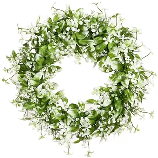 Porgeel TüRkranz GanzjäHrig Modern Winter Girlande TüRkranz Modern KüNstliche Pflanzenkranz Simulation WeißE Blatt Ostern Girlande Gypsophila