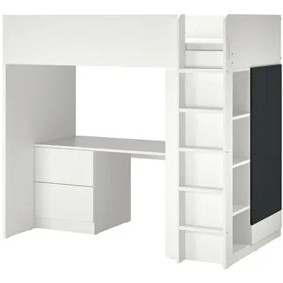 IKEA SMÅSTAD Hochbett weiß Kreidetafeloberfläche/mit Schreibtisch 3 Schubladen