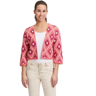 Cartoon Strickjacke Strickjacke Kurz 3/4 Arm in Dark Pink-Pink | Gr.: 44