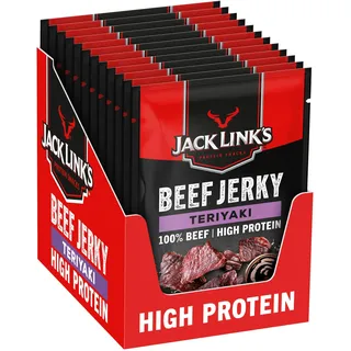 Jack Link's Jack Links Beef Jerky Teriyaki – 12er Pack (12 x 40 g) – Trockenfleisch vom Rind – High Protein Dörrfleisch