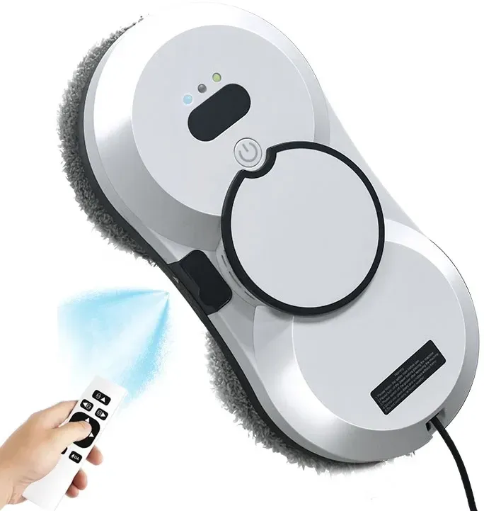 PuRuiKai Roboter-Fensterreiniger, 5600Pa Fensterreinigungsroboter, Fernbedienung, 3 Reinigungsmodi, Intelligente Kantenüberwachung