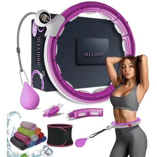 K-MART Smart Weighted Hula Ring Hoops, Hula Circle Abnehmbarer Fitnessring mit 360 Grad Auto-Spinning Ball Massage, Gymnastik, Erwachsene Fitness für Gewichtsverlust (Lila)