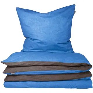 Renforcé blau/anthrazit 135 x 200 cm + 80 x 80 cm