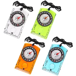 flintronic Kompass Kinder, 4PCS Kompass Schlüsselanhänger Bunte, Schlüsselanhänger Bushcraft Compass für Outdoor-Camping-Navigation, Orientierungslauf und Survival