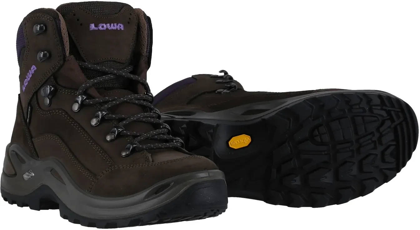 Lowa Wanderschuhe Renegade Mid GTX (All-Terrain, Nubukleder, wasserdicht) schiefergrau/brombeere Damen