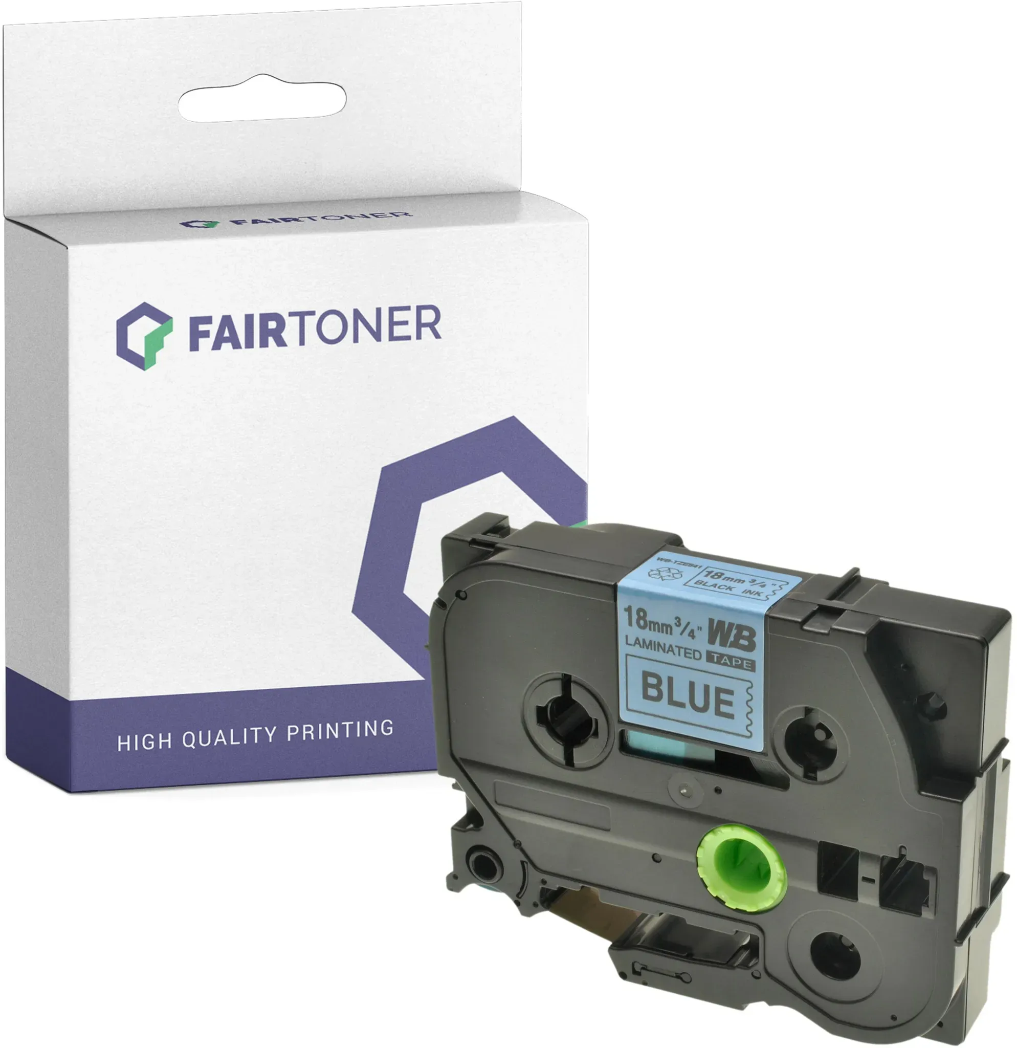 Kompatibel für Brother P-Touch E 310 BTVP (TZE-541) Schriftband 18mm/8m Schwarz auf Blau