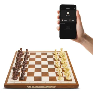 Chessnut Air Electronic Chess Set, A magnificently Handcrafted Wooden Chess Board with Extra Queens,LEDs, AI Adaptive Electronic Chess Set Game and App with Computer Chess Board