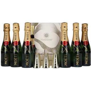Moët & Chandon Champagne AT HOME PACK 12% Vol. 6x0,2l in Geschenkbox mit Bottle Sippers
