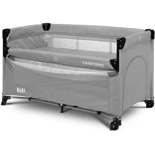 CARETERO Esti Reisebett mit Matratze 120x60 cm - Faltbares Reisebett für Babys bis 15 kg - Ab Geburt bis 4 Jahre - Inkl. Transporttasche - Grau