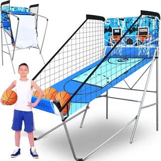 SereneLife Arcade Basketball Spiel, Klappbarer Einzel/Doppel-Basketballkorb, Elektronische Punkteanzeige, Robuste Konstruktion, Indoor/Outdoor -Sport Spiel für Kinder, Familien & Basketball-Fans