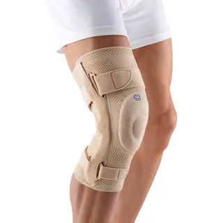 Bauerfeind GenuTrain S – Kniebandage mit Scharnier – Erweiterte Stabilität des Kniegelenks – linkes Knie – Größe 3 – Farbe Beige