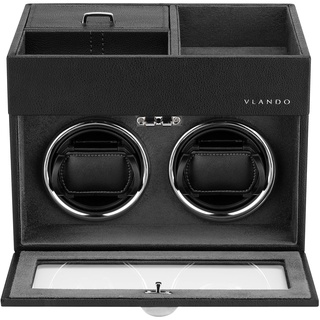 Vlando Automatische Uhrenbeweger 2 Uhren, Watch-Winder Leder, Schmuckaufbewahrung, Japanischem Leisen Motoren, LED Beleuchtung, Wechselstromadapter, Luxuriöse Uhrenbeweger Box