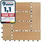 FLOORDIREKT Terrassenfliese Classic - Witterungsbeständig & Pflegeleicht - Teak - 30 x 30 cm - 11er Set