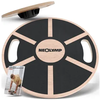 NEOLYMP Balance Board Holz mit Griffen Schwarz