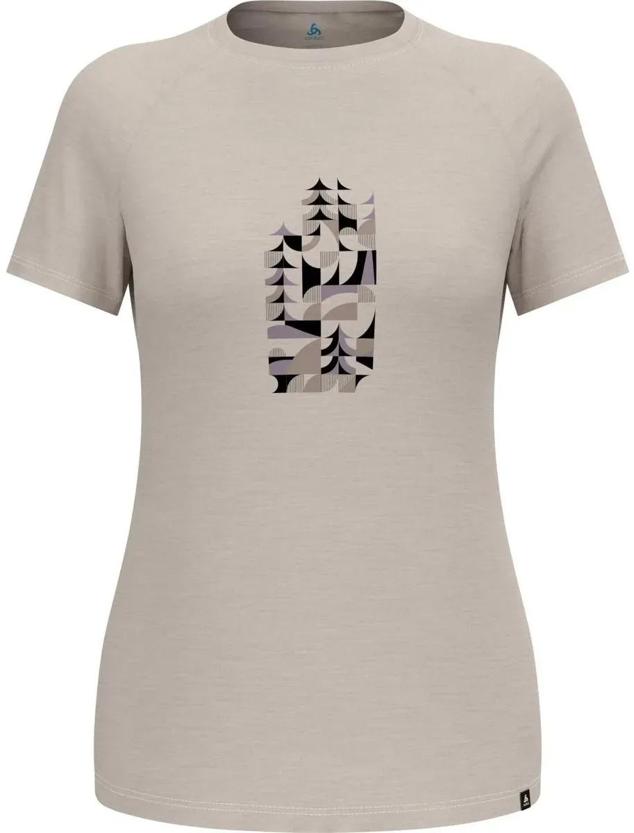 Odlo The Merino Blend 130 Print T-shirt silver cloud melange (10703) L