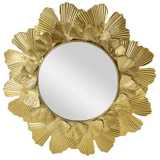 Stgbcst Dekospiegel Sonne Spiegel Metall Blattgold Metallspiegel runde Hängespiegel Badezimmerspiegel, Außendurchmesser 37cm, Spiegel 15cm (Gold)