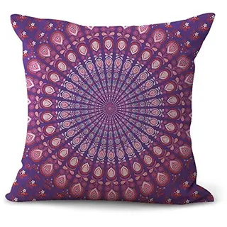Kissenbezug 80x80 Lila Red Mandala Kopfkissenbezug 80x80 Baumwolle Leinen sofakissen mit Reißverschluss Dauerhaft Kissenbezüge 80x80 Knitterfreie Starke Atmungsaktivität Couchkissen 1 Pcs