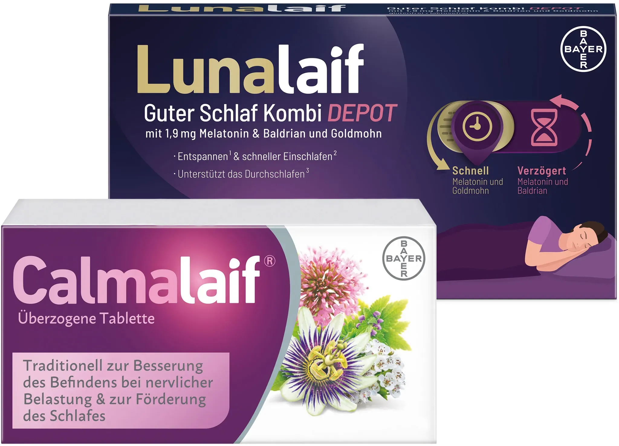 LUNALAIF Guter Schlaf Kombi Depot 15 Tabletten + CALMALAIF 180 überzogene Tabletten