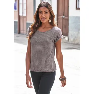 LASCANA Kurzarmshirt Damen taupe-gemustert, schwarz Gr.48/50