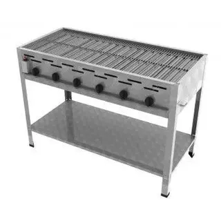 Gasgrill ECO-TECH für Profis und Gastronomie, 6-flammig, V2A 22 kW mit Untergestell