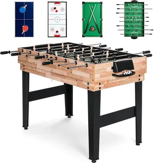 4 in 1 Multi Sport Spieltisch, Combo Spieltisch für Kinder Billardtisch, Kickertisch, Tischtennistisch, Air Hockey mit allem Zubehör tolles Geschenk für Kinder (4ft, 1.2m)