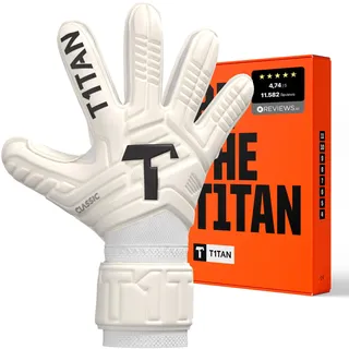 T1TAN Classic 1.0 White-Out (FP) - Torwarthandschuhe - mit Fingerschutz - Fußballhandschuhe für Torhüter - Größe 5