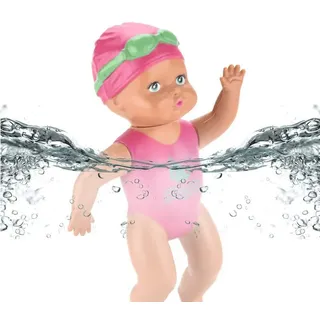 Swimm Puppe Baby Badepuppe, Interaktive Schwimmpuppe Baby Puppe Mit Schwimm Funktion, Wasserdichtes Badewannenspielzeug, Aufziehpuppe für die Badewanne oder den Pool