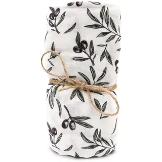 hutch&putch Mulltuch Bio Baumwolle 120x120cm - 100% Bio-Baumwolle - Spucktuch - Pucktuch - Kuscheltuch - Wickeltuch - Baby - Neugeborene - Geschenk zur Geburt (Olive Garden)