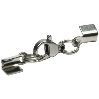 AURORIS - Karabiner-Klemmverschluss aus Edelstahl für ca. 2 bis 3 mm Bänder - Stückzahl/Farbe wählbar - Variante: 5 Stück/silber