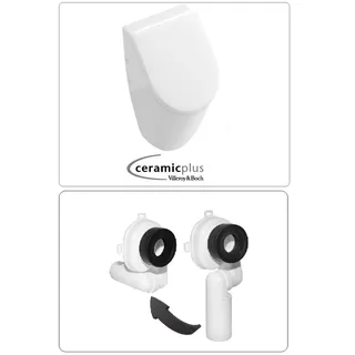 Villeroy & Boch Subway Urinal mit CeramicPlus Beschichtung SoftClose Deckel, mit Ablaufgarnitur