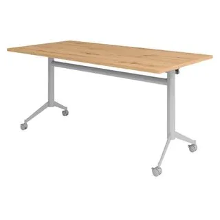 Hammerbacher Mehrzwecktisch KF 16 asteiche rechteckig, T-Fuß-Gestell silber, 160,0 x 80,0 x 75,0 cm